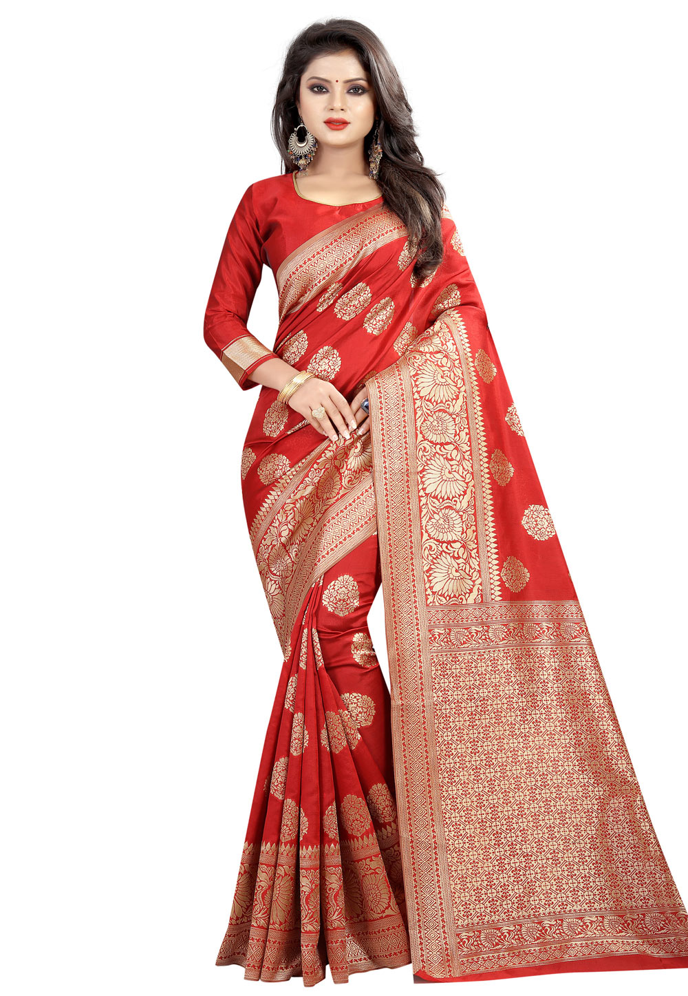 Red Silk Festival Wear Saree 166353