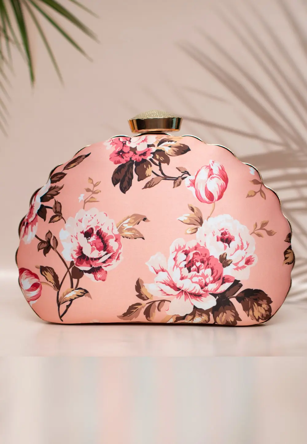 Peach Art Silk Clutch 298033