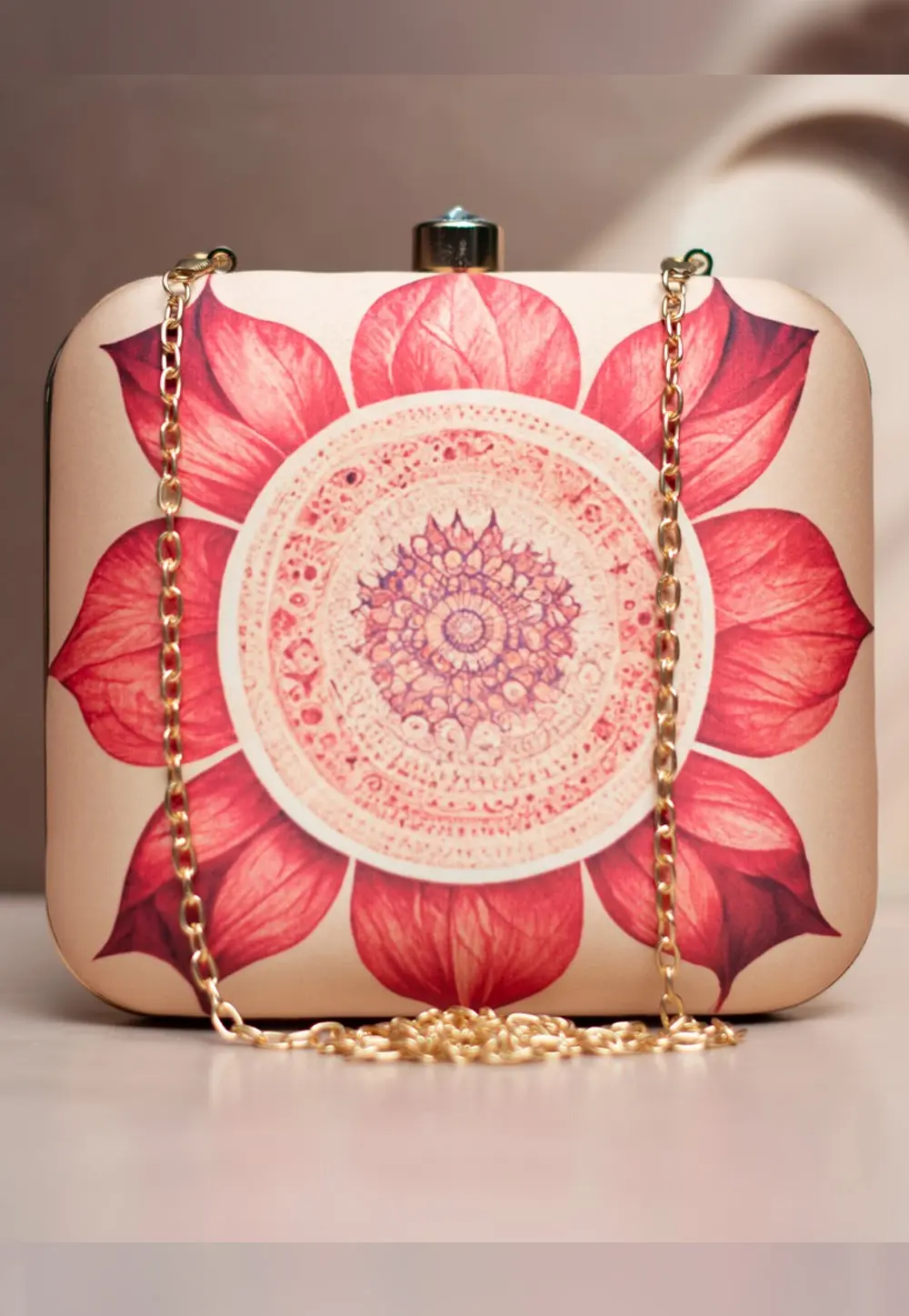 Peach Art Silk Clutch 298717