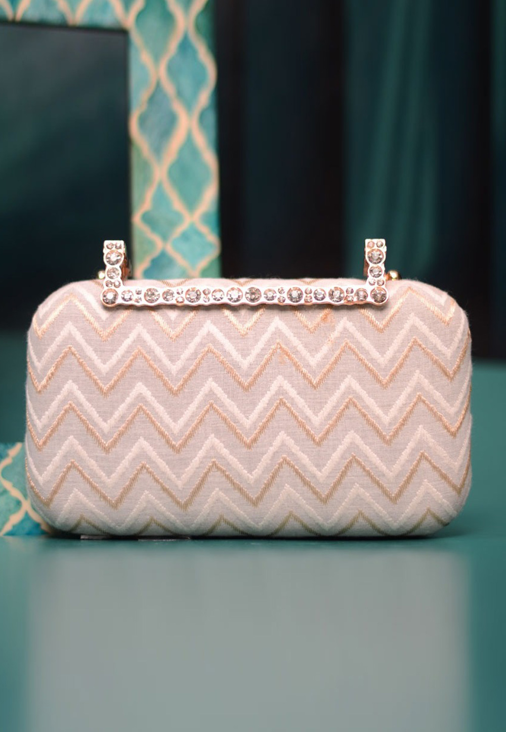 Peach Art Silk Clutch 306353