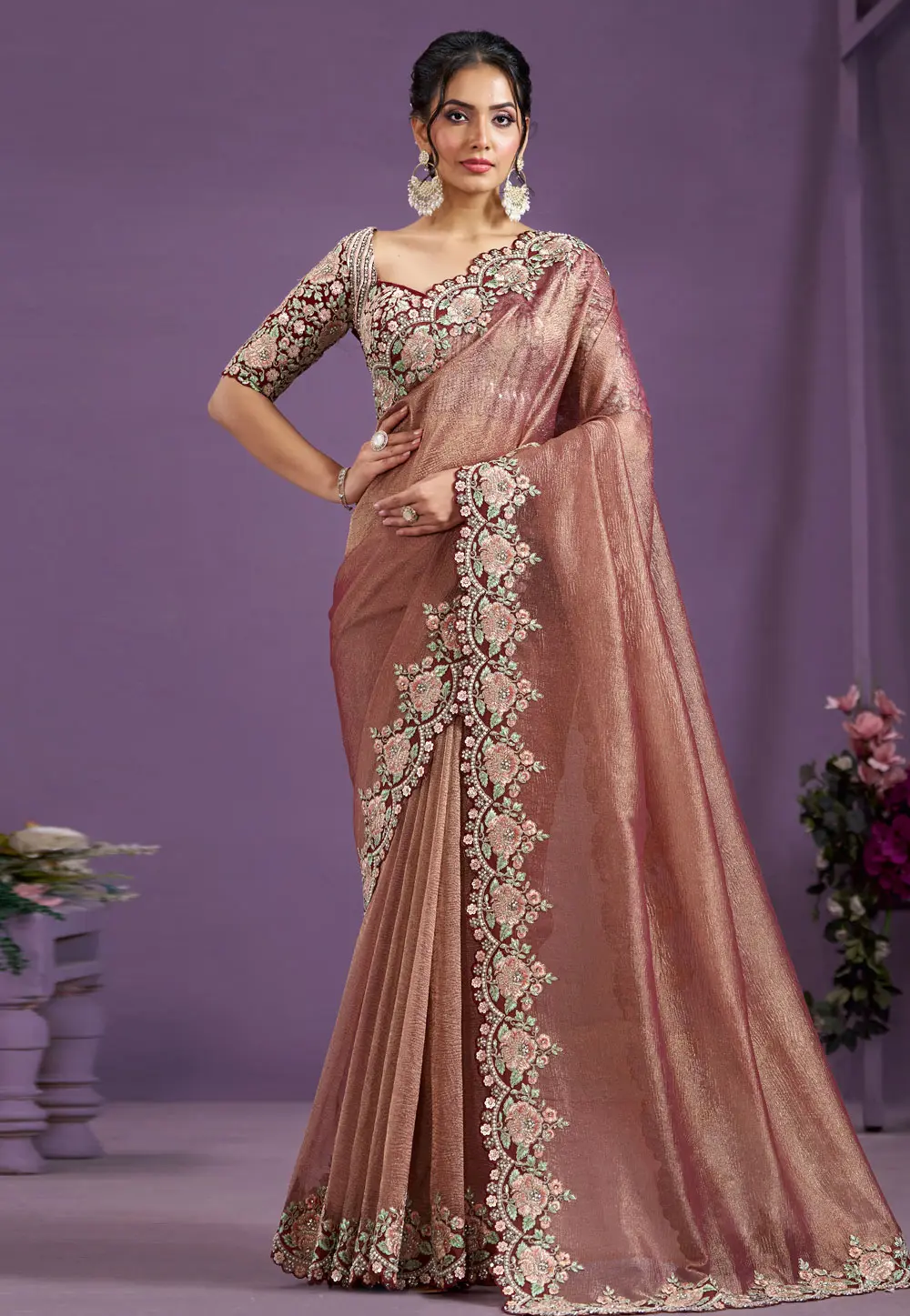 Peach Banarasi Saree 298519