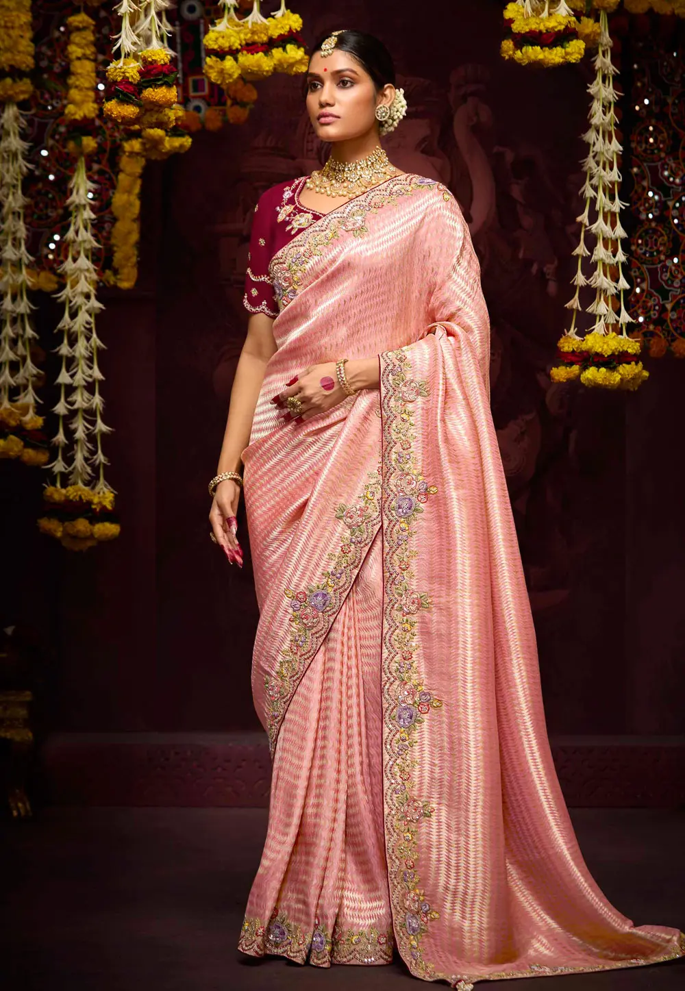 Peach Banarasi Saree 297927