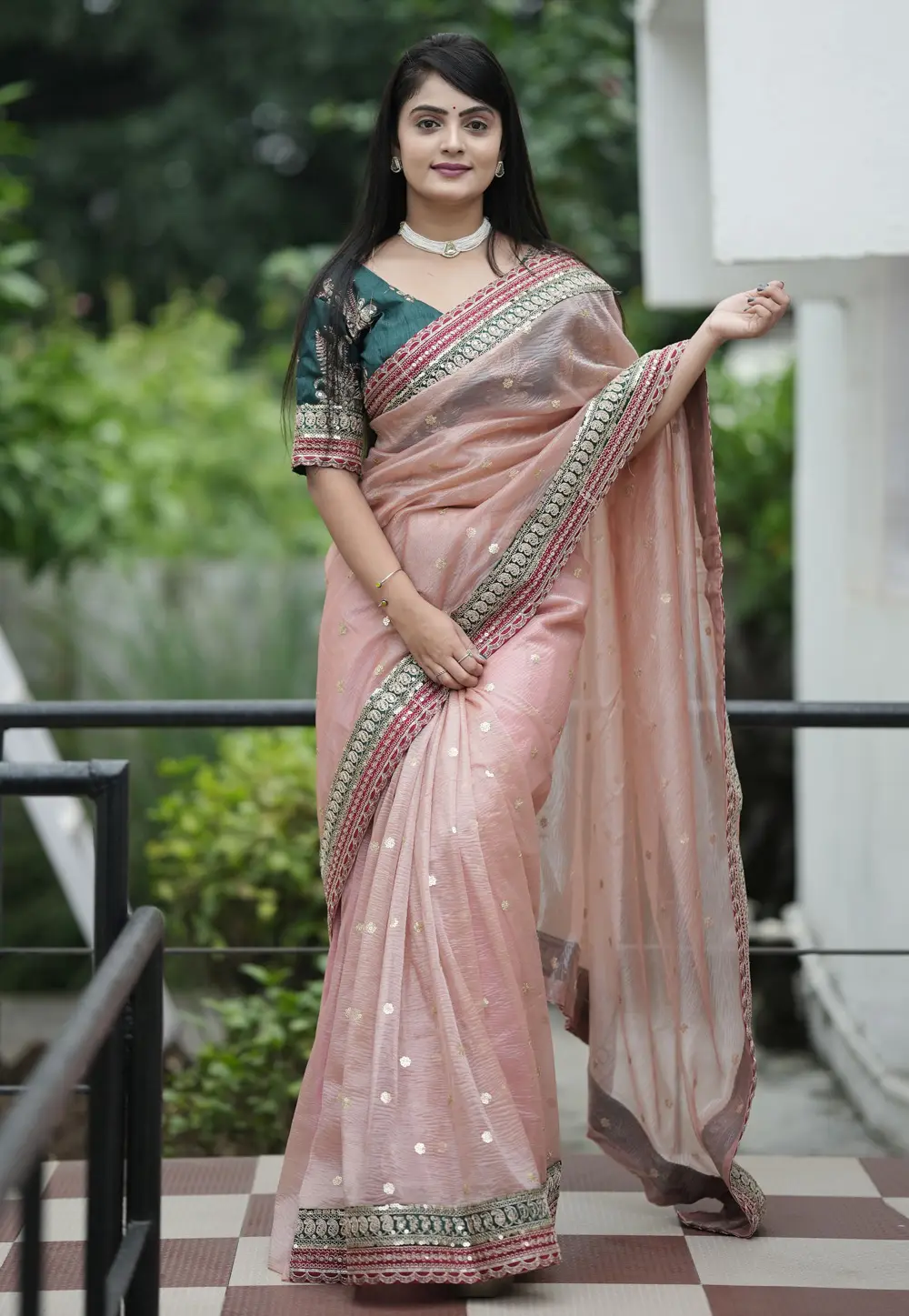 Peach Banarasi Saree With Blouse 297199