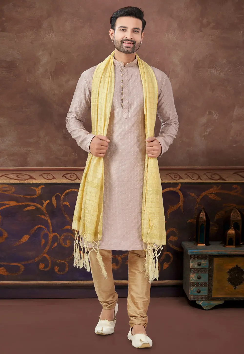 Peach Banglori Silk Kurta Pajama 296902