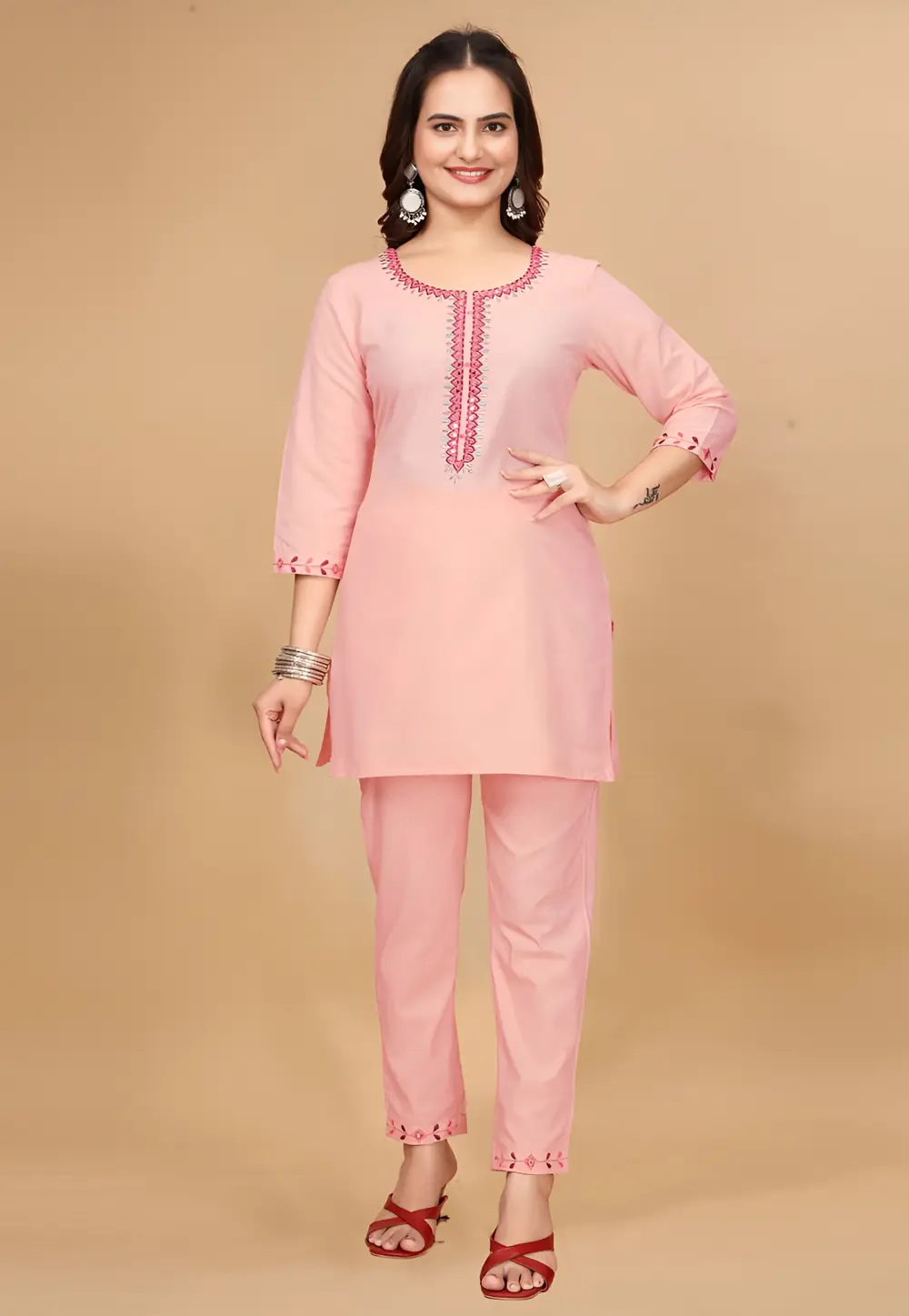 Peach Cotton Co-Ords Set 297018