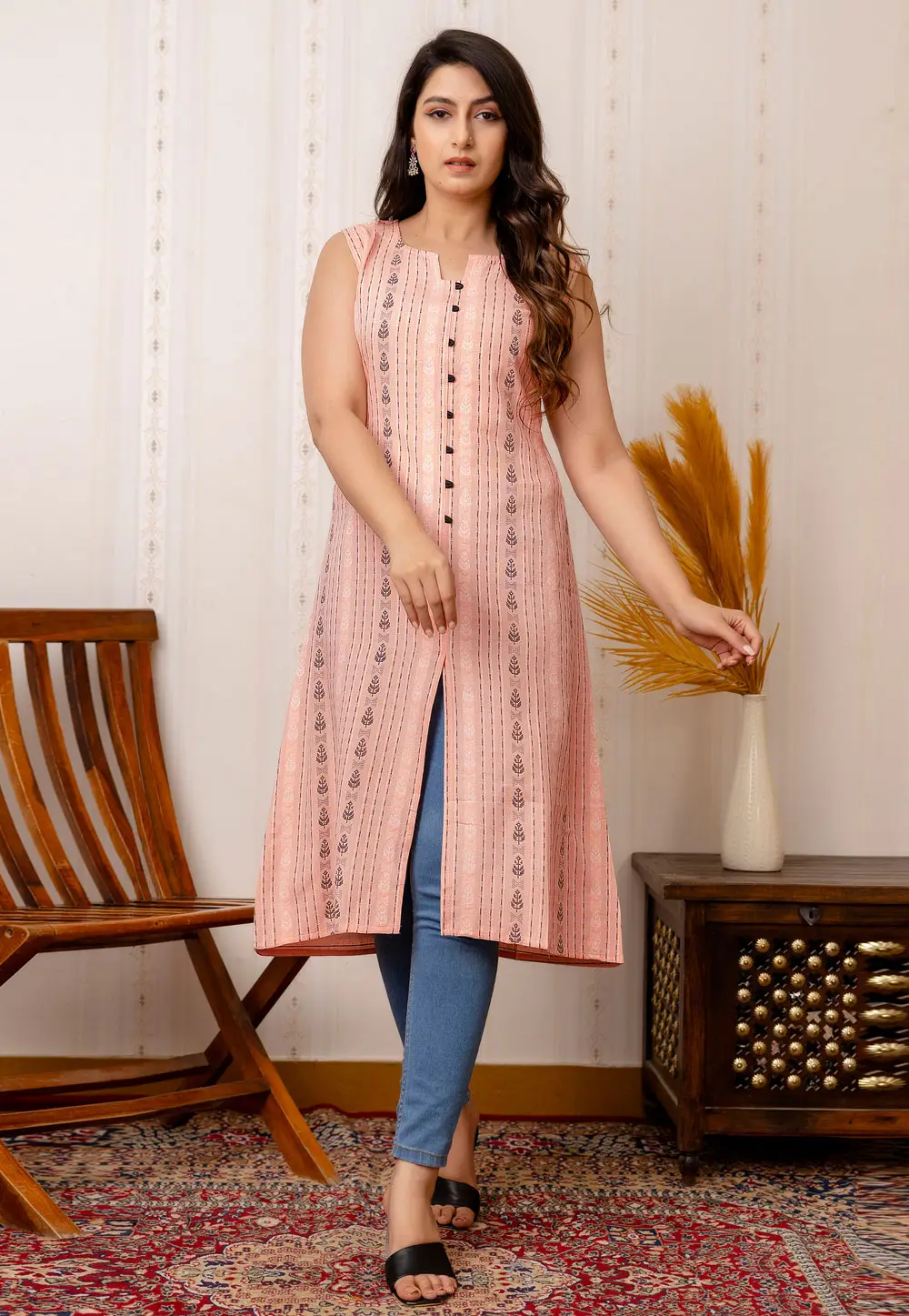 Peach Cotton Long Tunic 296797