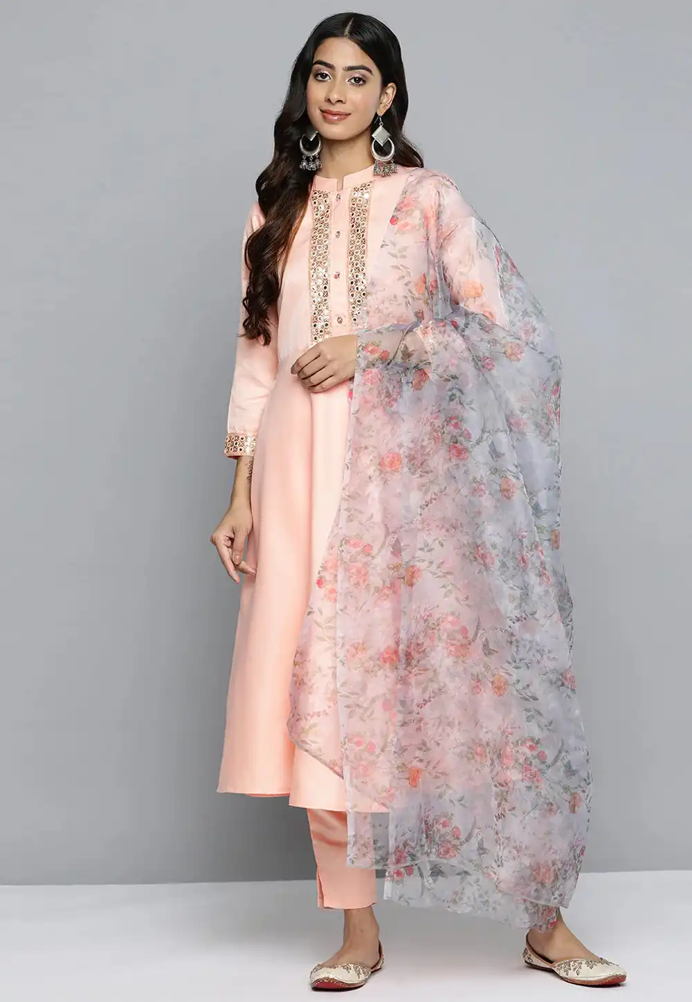 Peach Cotton Silk Readymade Pakistani Suit 288481