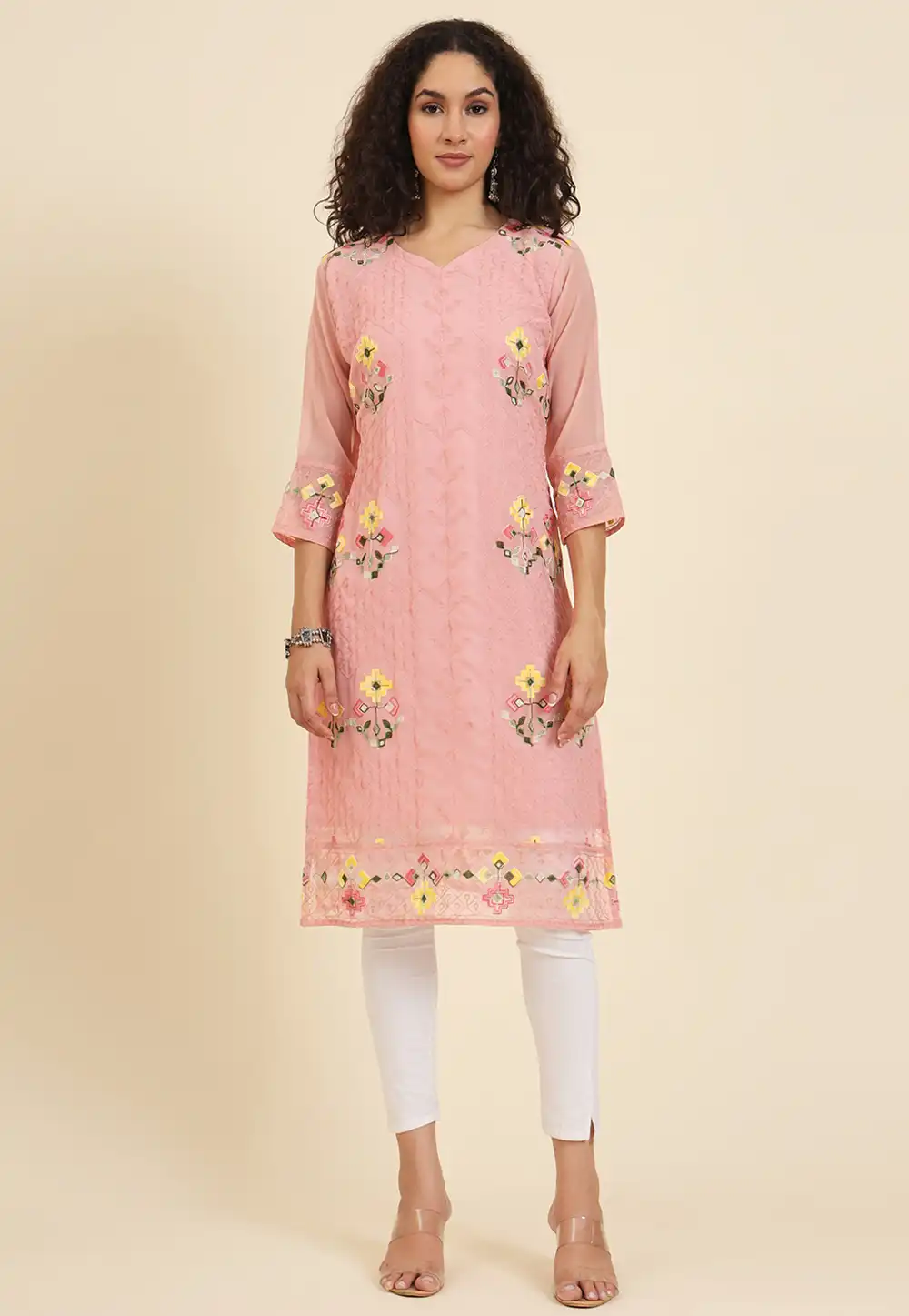 Peach Georgette Kurti 293030