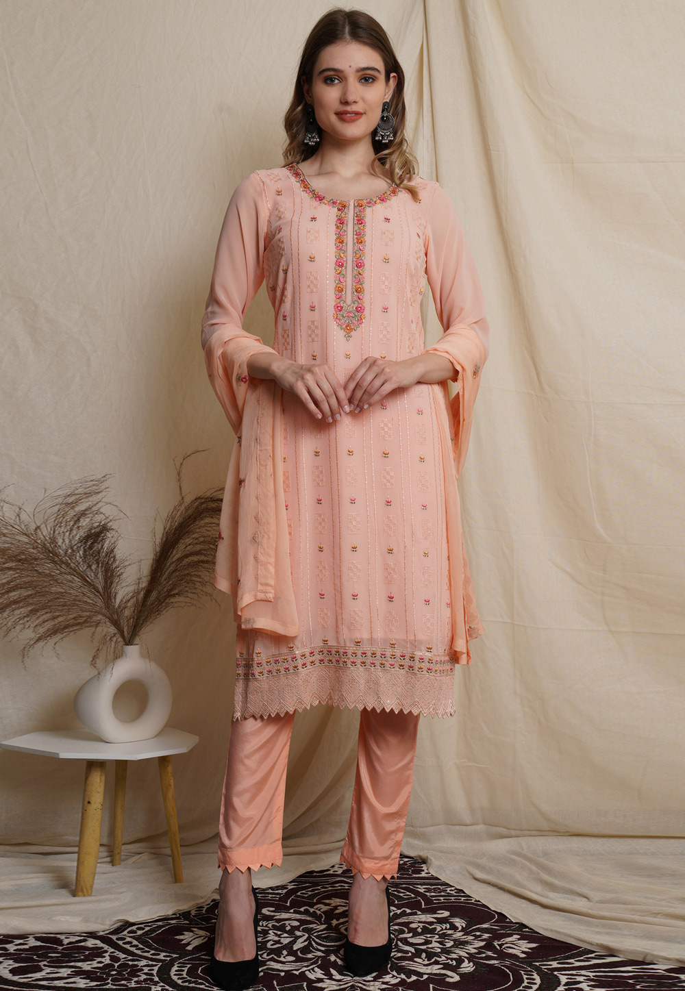 Peach Georgette Pakistani Suit 310428