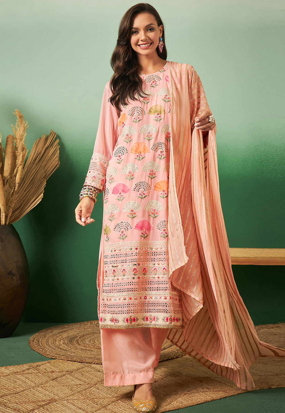 Peach Georgette Pakistani Suit 281863