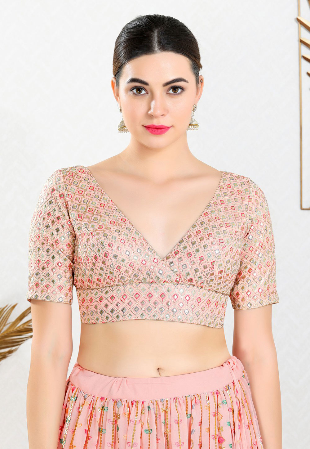 Peach Georgette Readymade Blouse 310988