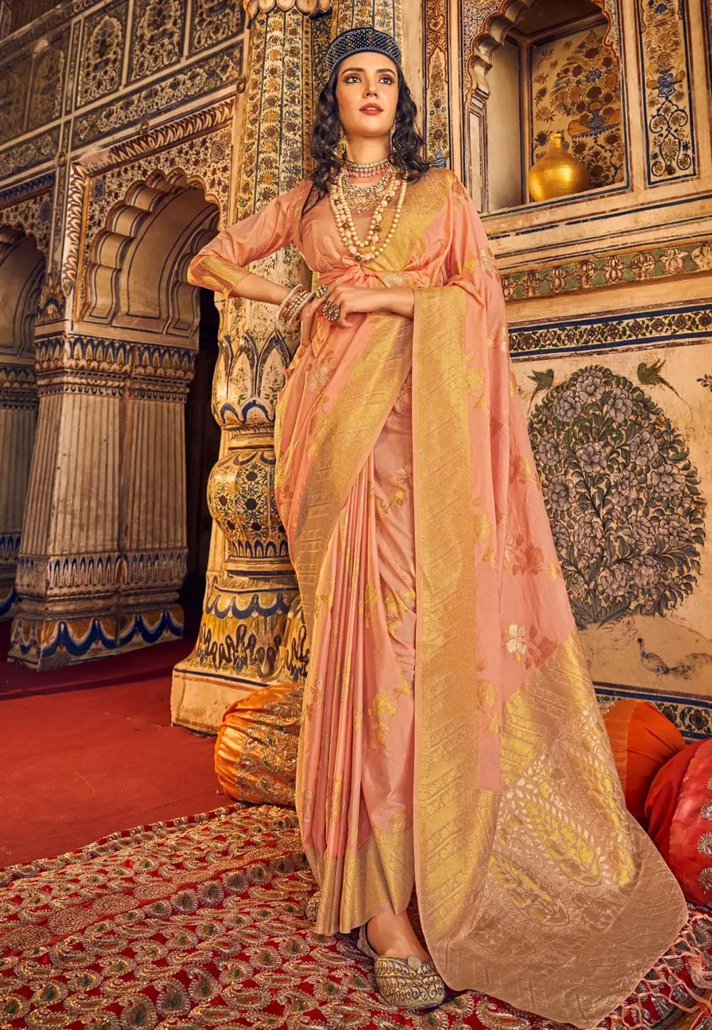 Peach Georgette Saree With Blouse 296523