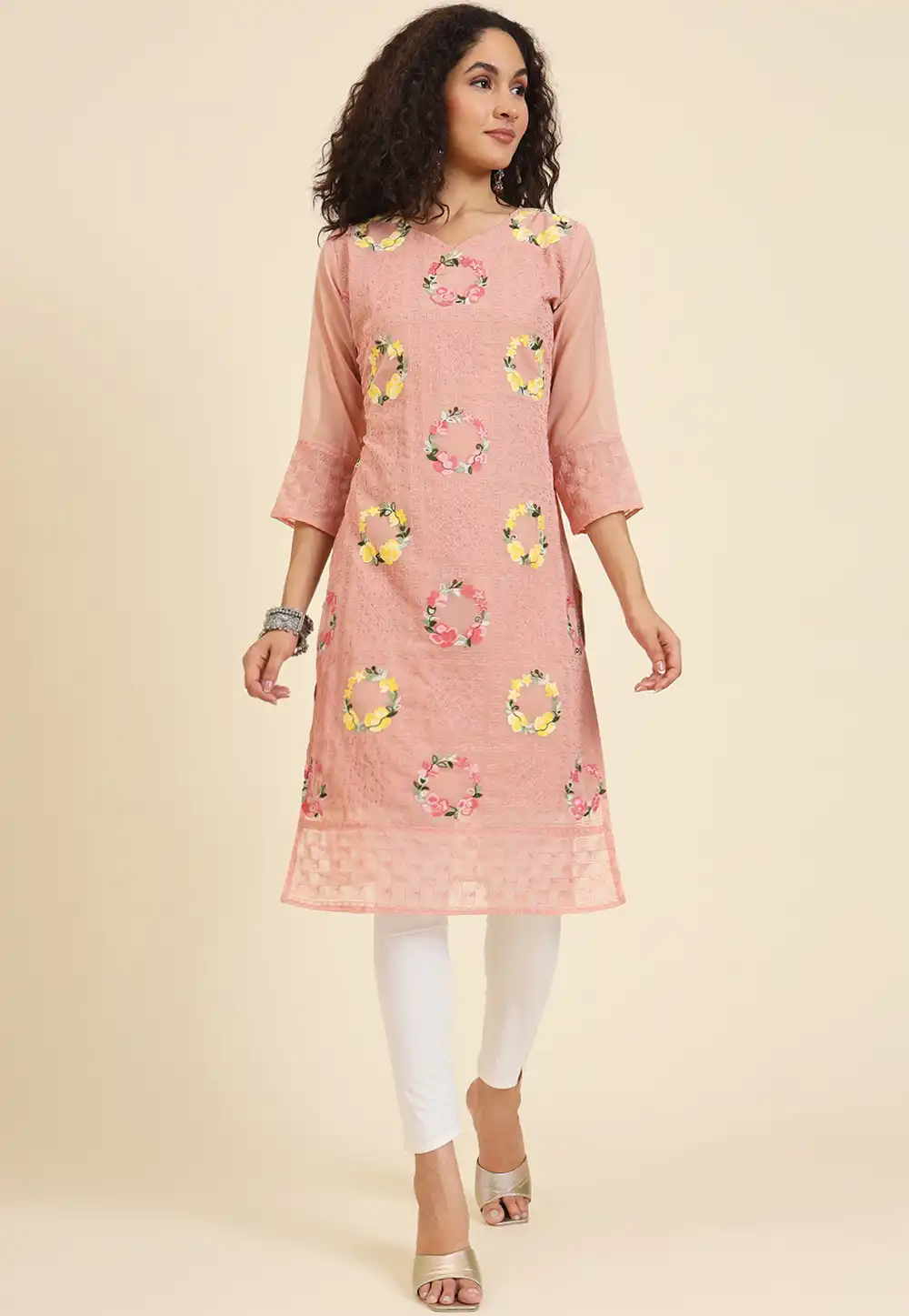 Peach Georgette Tunic 293023