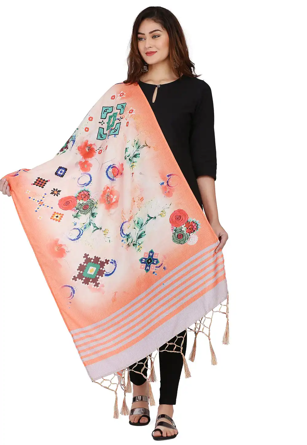 Peach Muslin Dupatta 292363