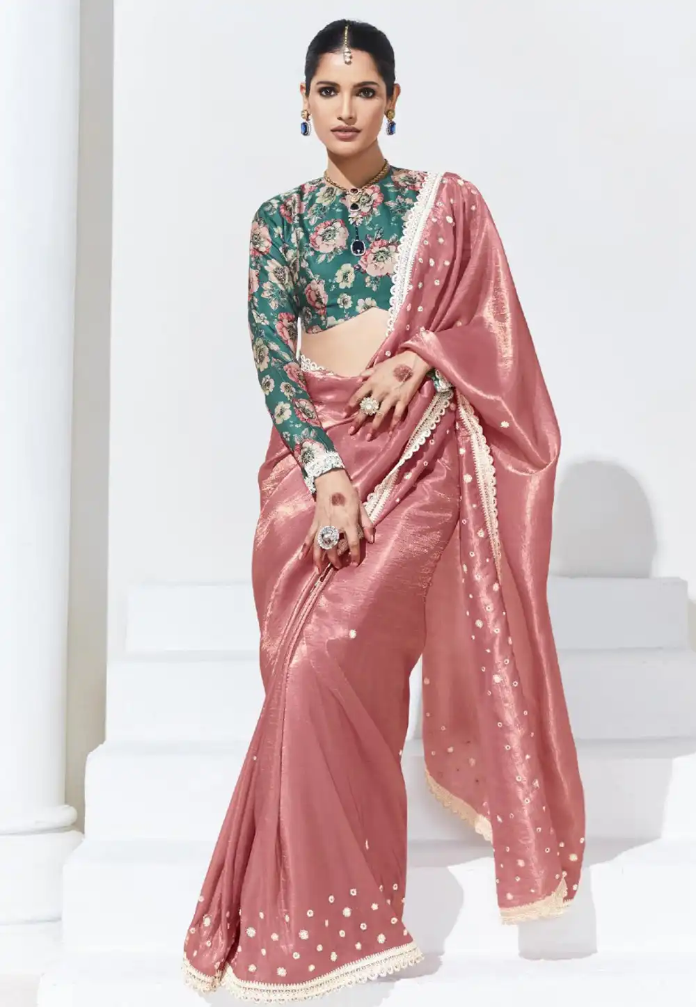 Peach Organza Saree With Blouse 291612