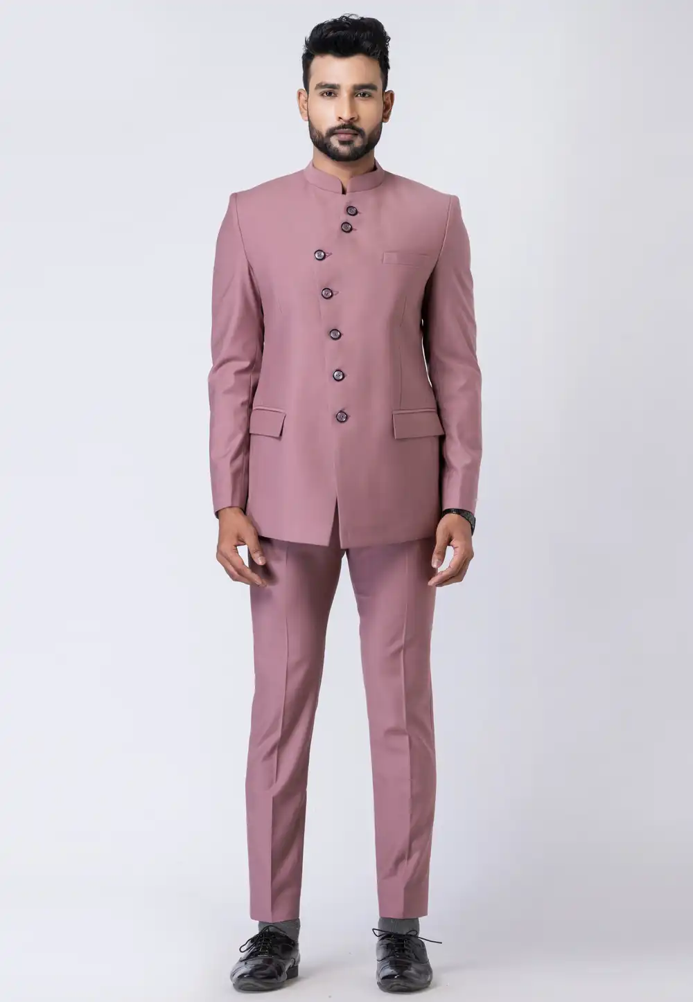 Peach Polyester Jodhpuri Suit 295106