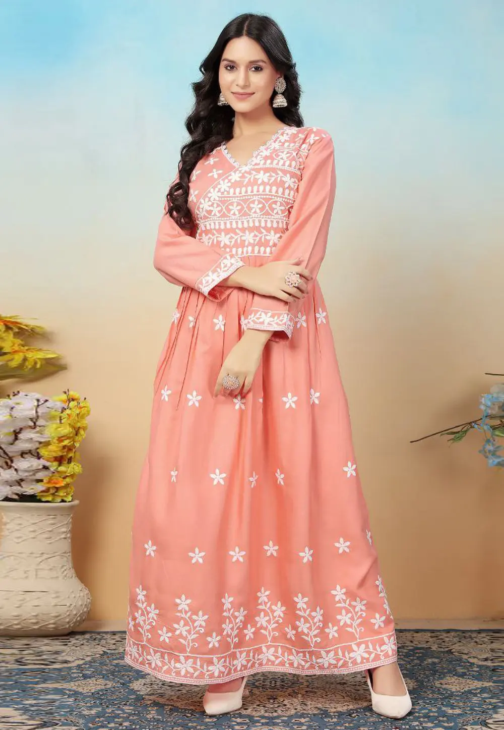 Peach Rayon Gown 300832