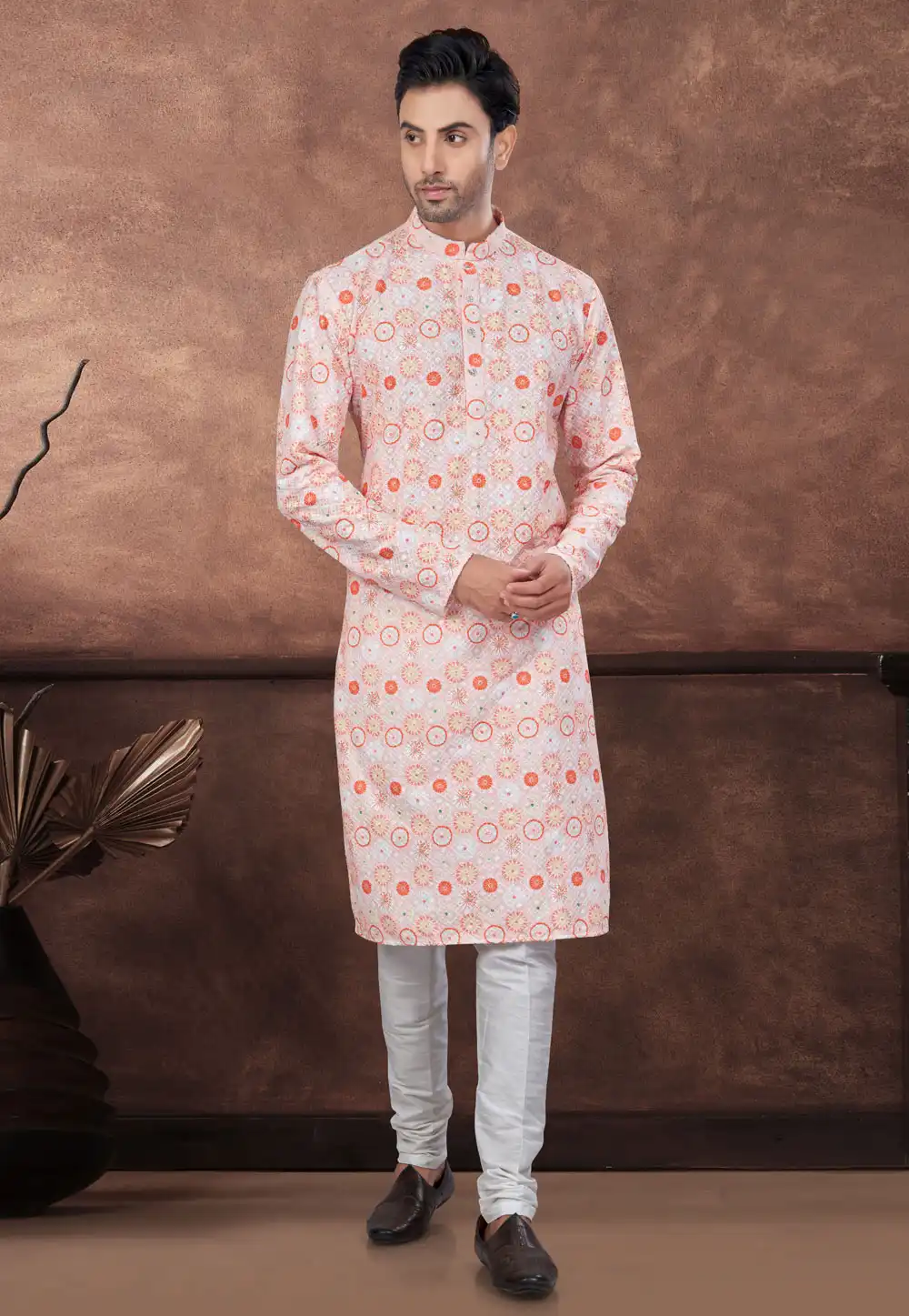 Peach Rayon Kurta Pajama 294620