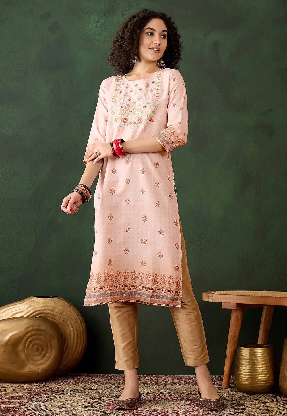 Peach Rayon Long Tunic 293686