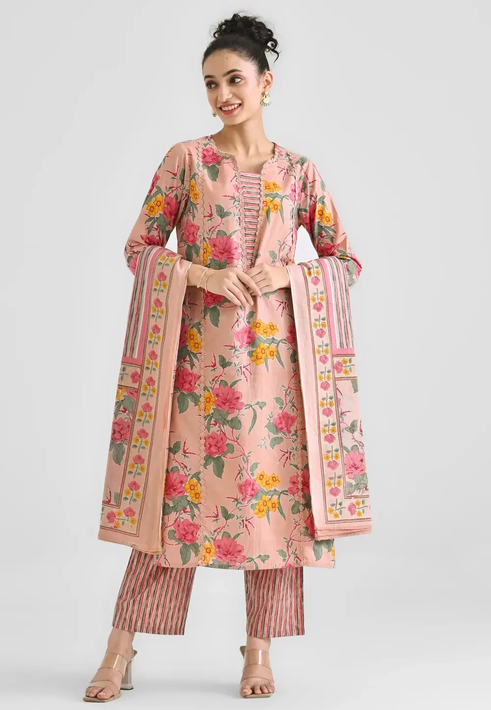 Peach Rayon Readymade Pakistani Suit 302302