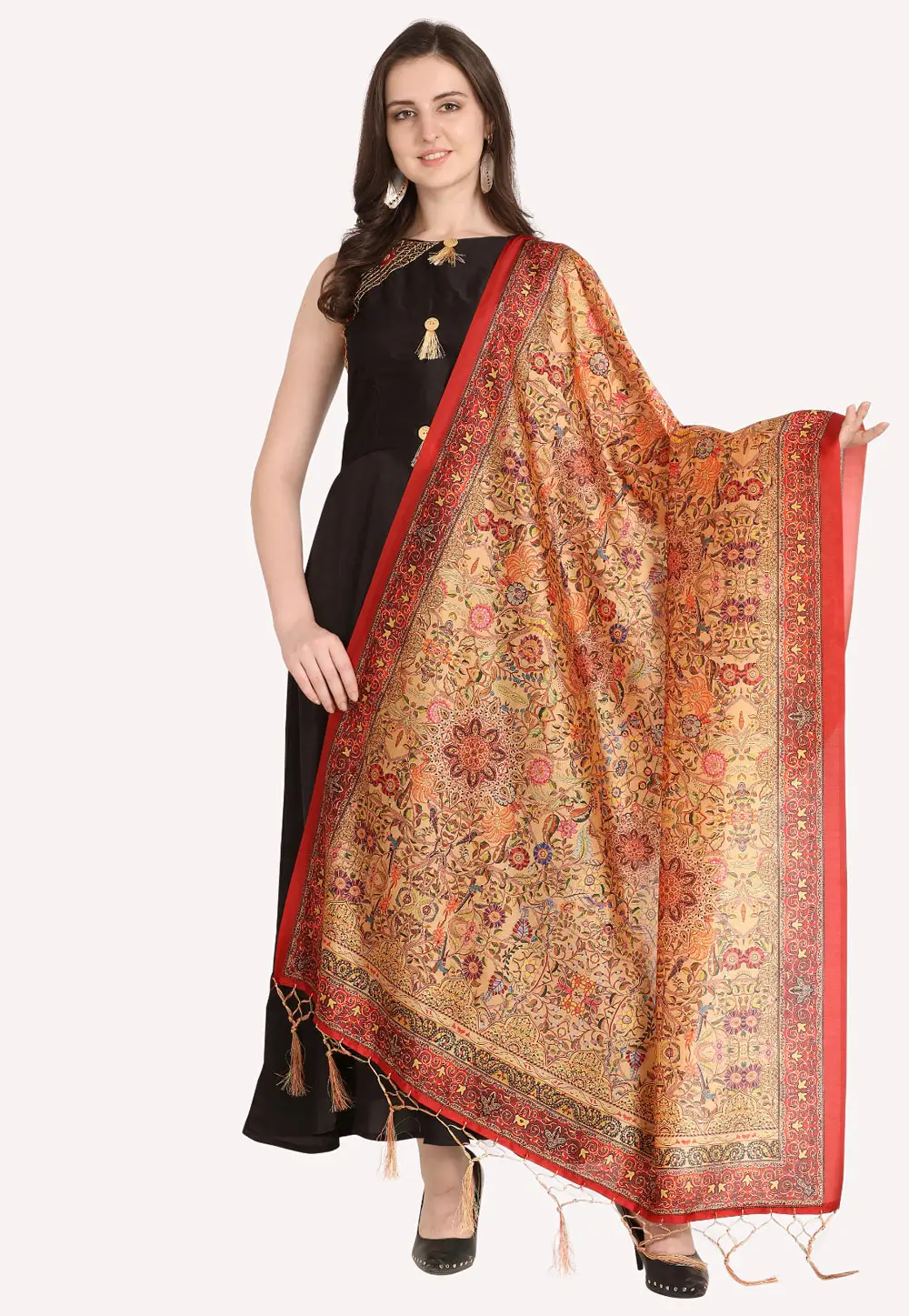 Peach Silk Dupatta 296503