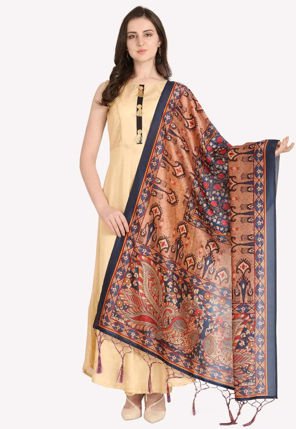 Peach Silk Dupatta 296509