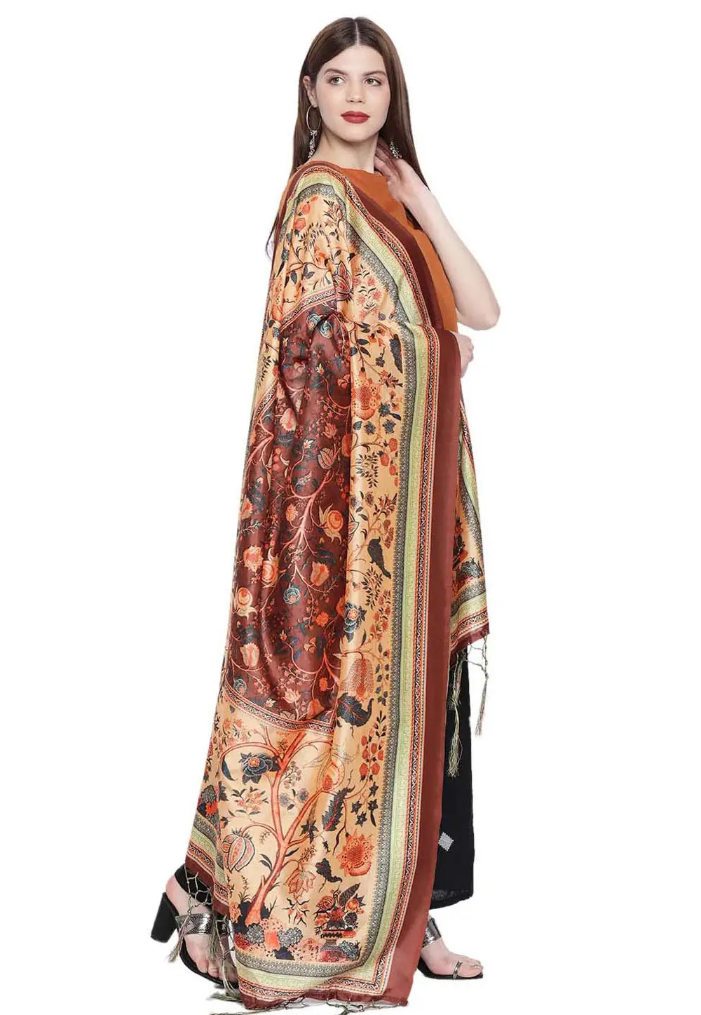 Peach Silk Dupatta 296847