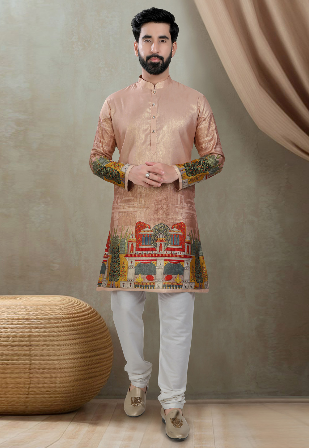 Peach Silk Kurta Pajama 310801