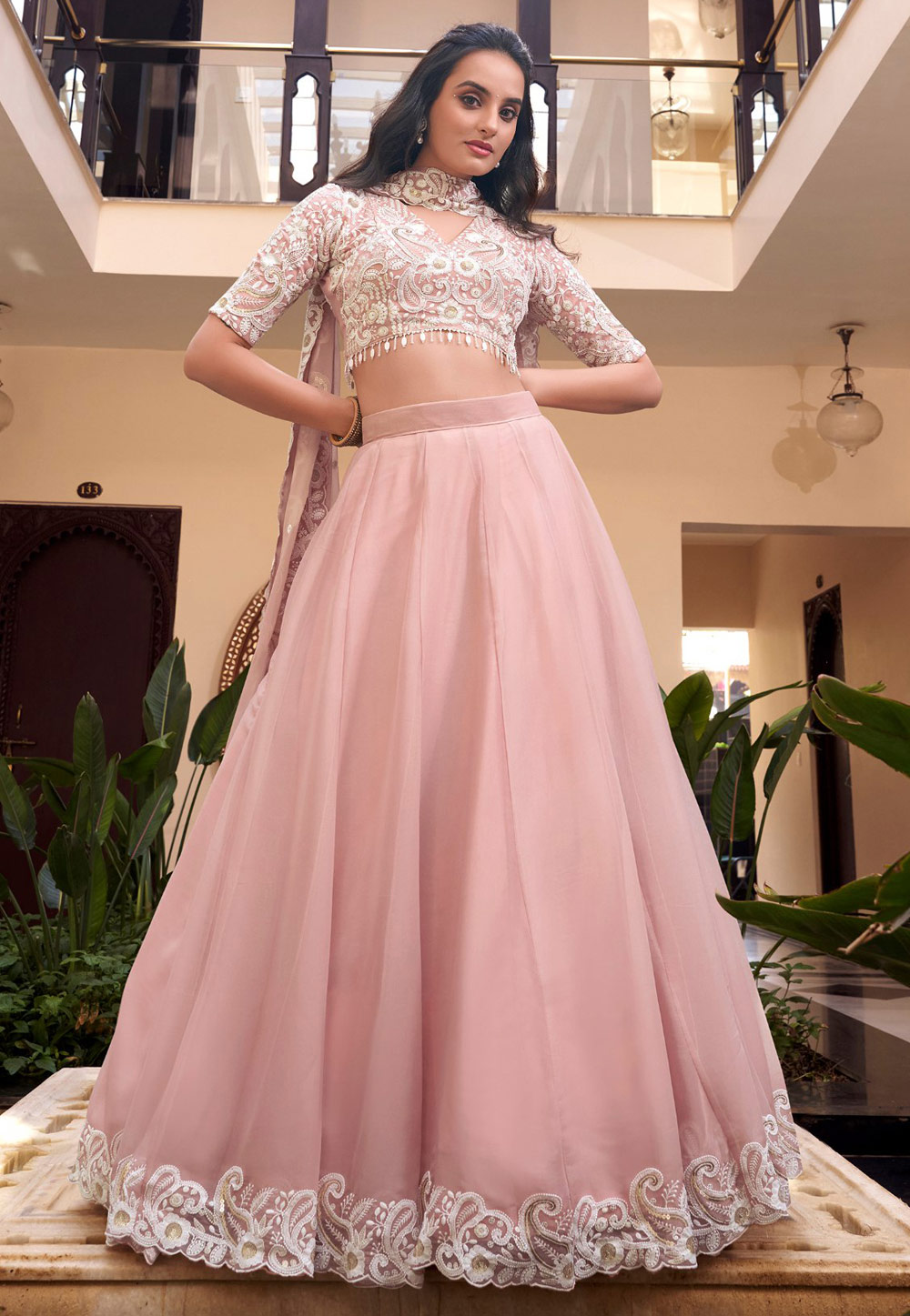 Peach Silk Lehenga Choli 310747