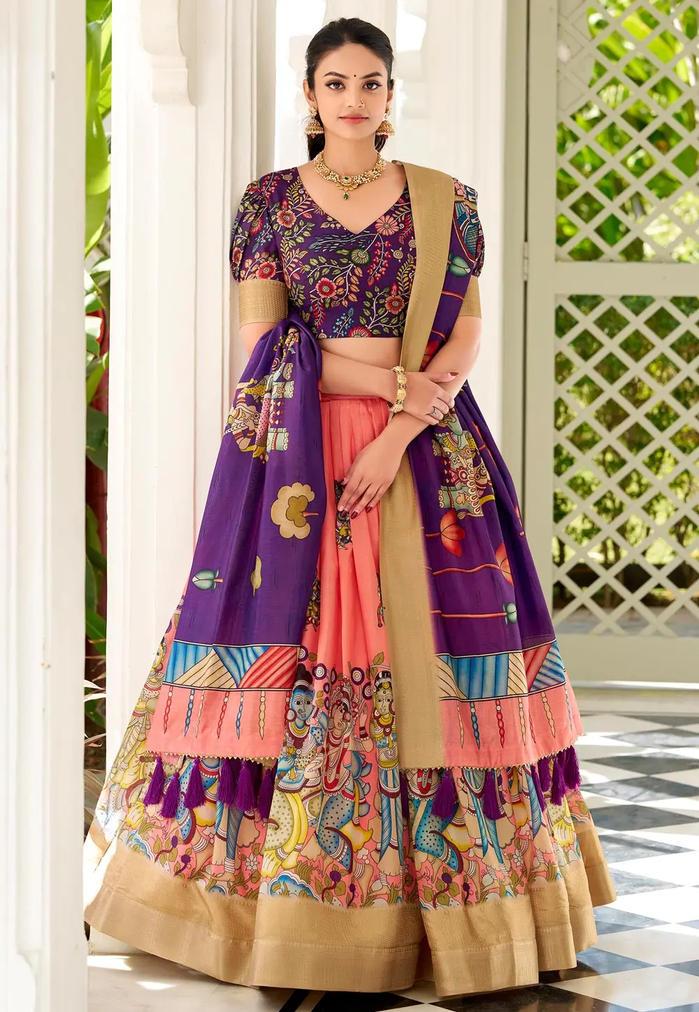 Peach Silk Lehenga Choli 301432