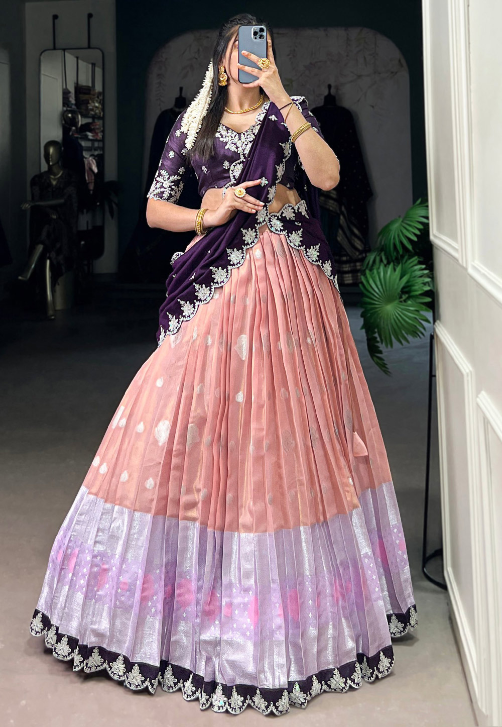 Peach Silk Lehenga Choli 311078