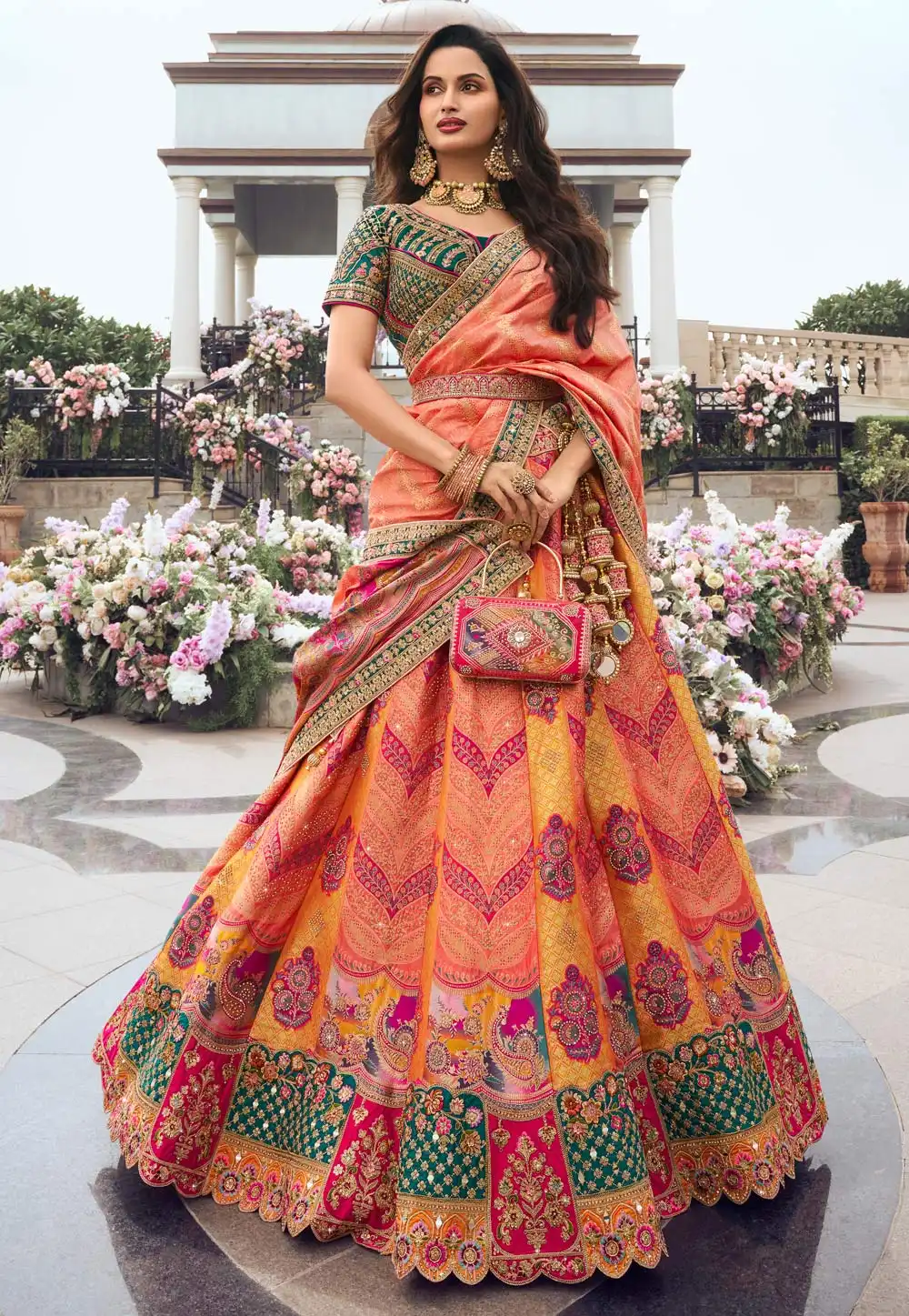 Peach Silk Lehenga Choli For Wedding 293368