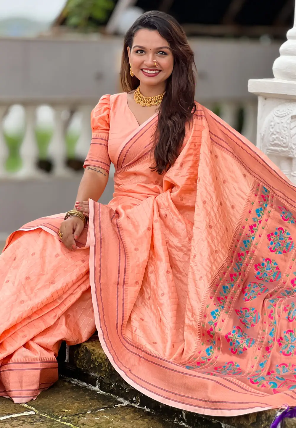 Peach Silk Paithani Saree 295714