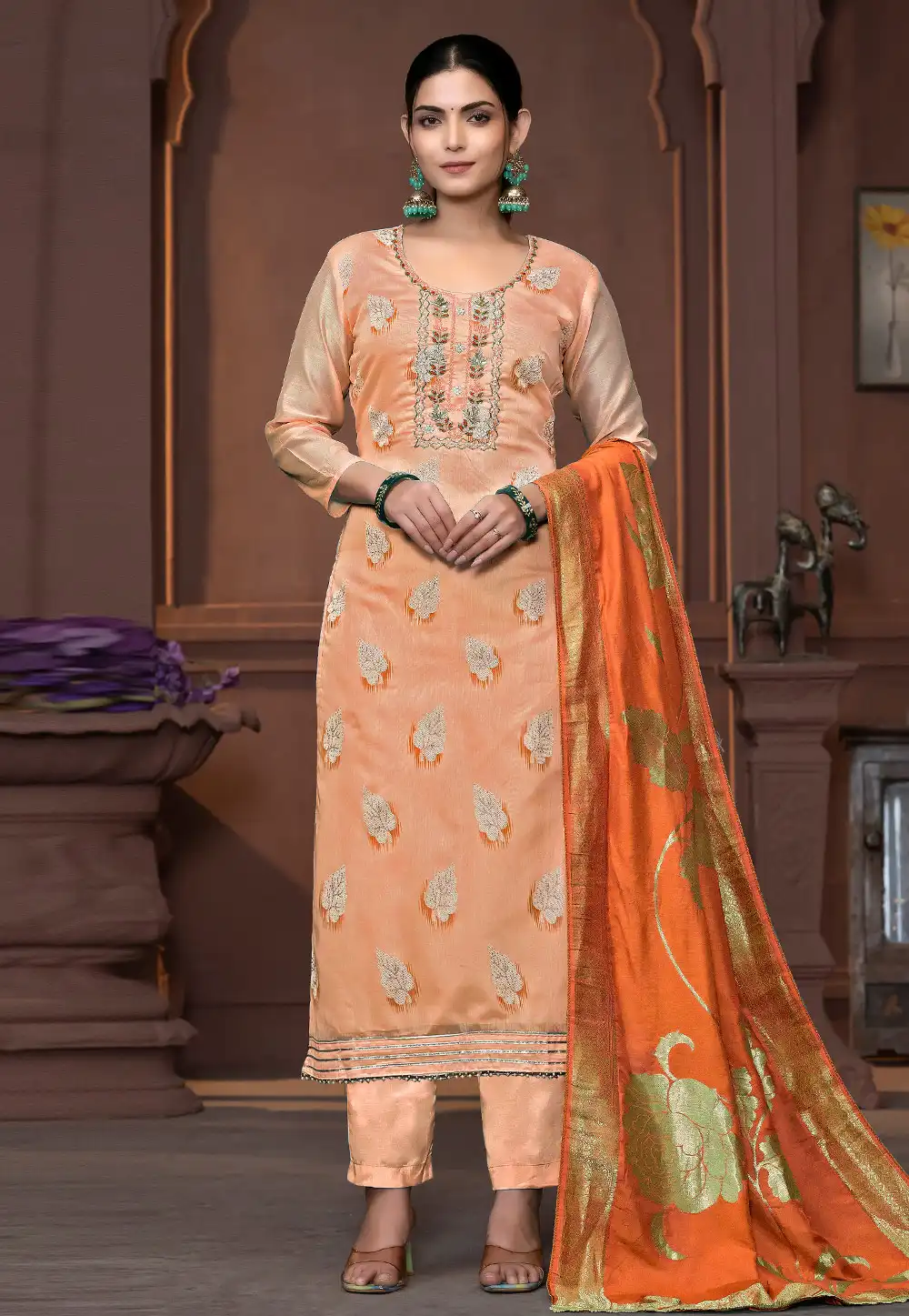 Peach Silk Pakistani Suit 294245