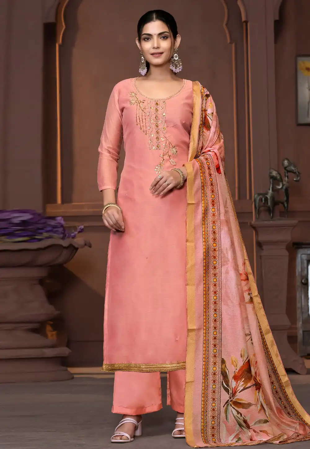 Peach Silk Pakistani Suit 294249