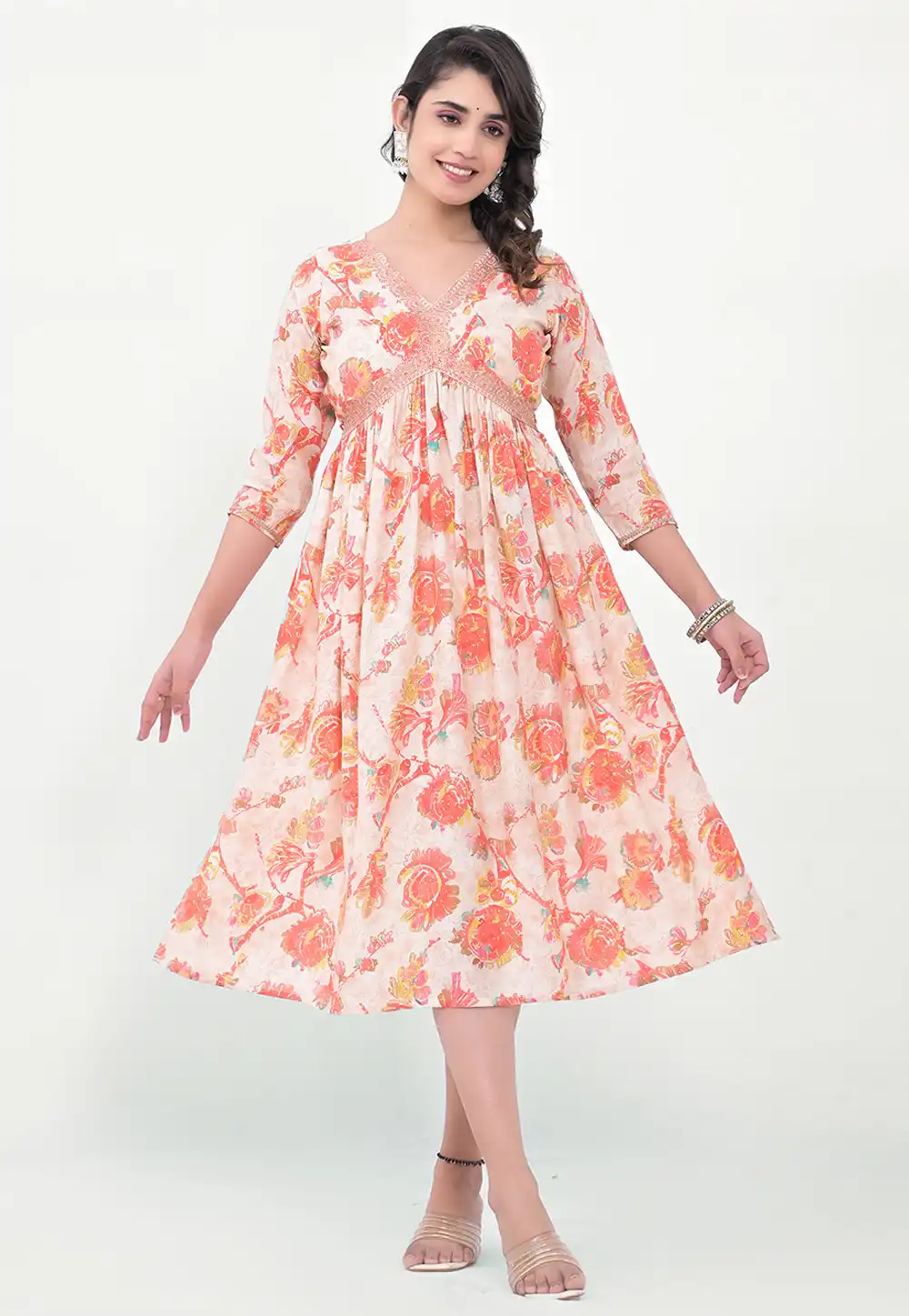 Peach Silk Printed Tunic 290344