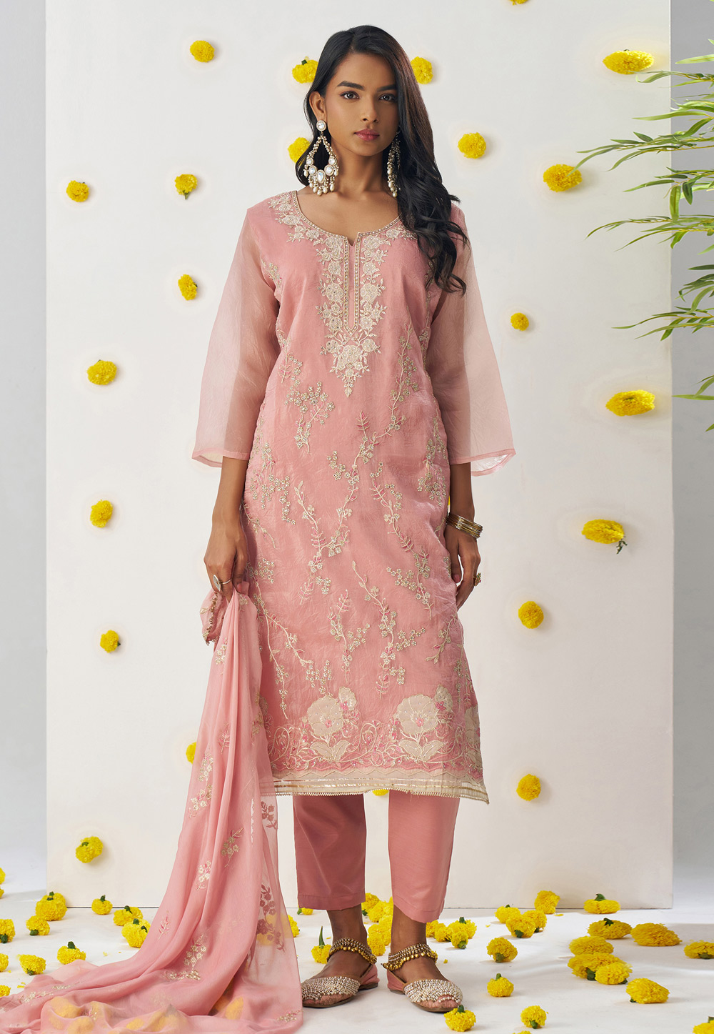 Peach Silk Readymade Pant Style Suit 309297