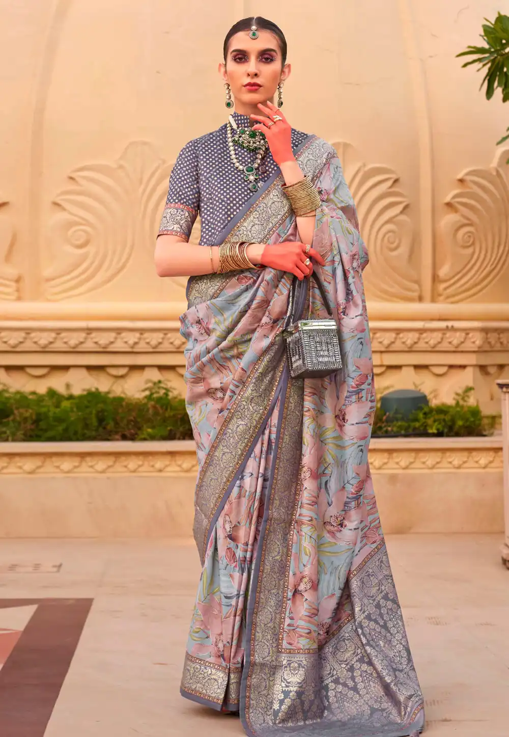 Peach Silk Saree With Blouse 291591