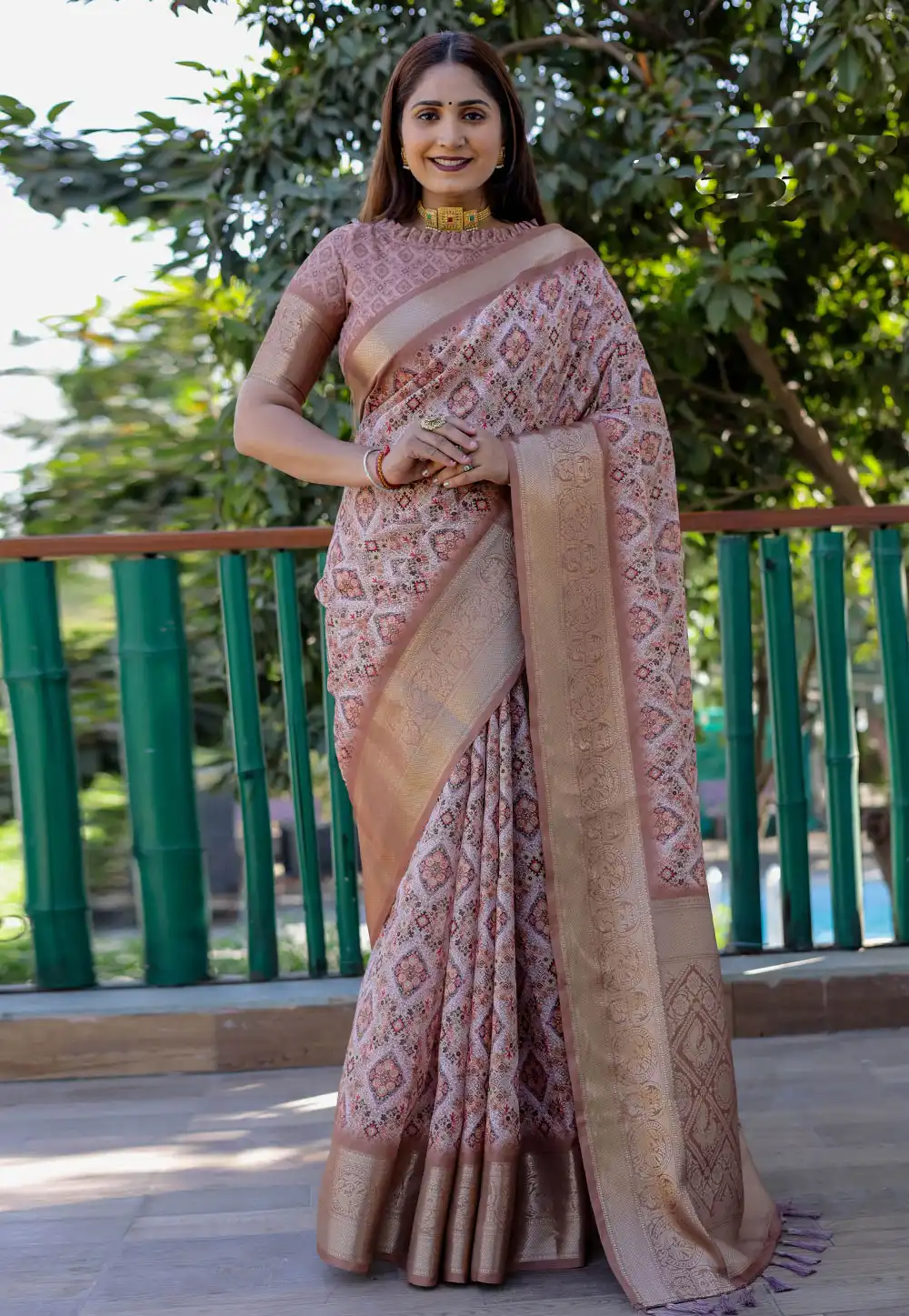 Peach Silk Saree With Blouse 294657