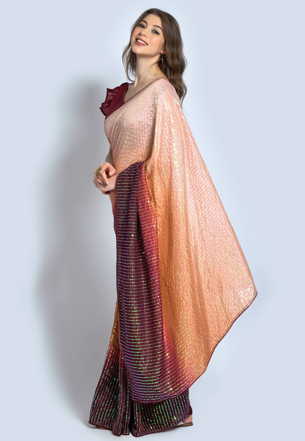 Peach Silk Saree With Blouse 310293