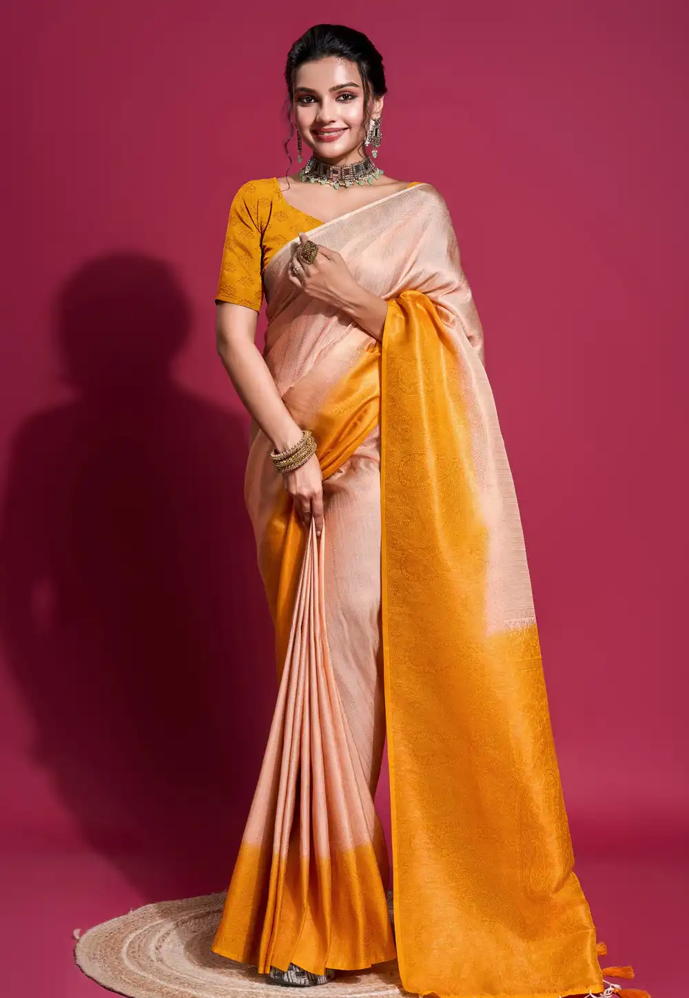 Peach Silk Saree With Blouse 289286