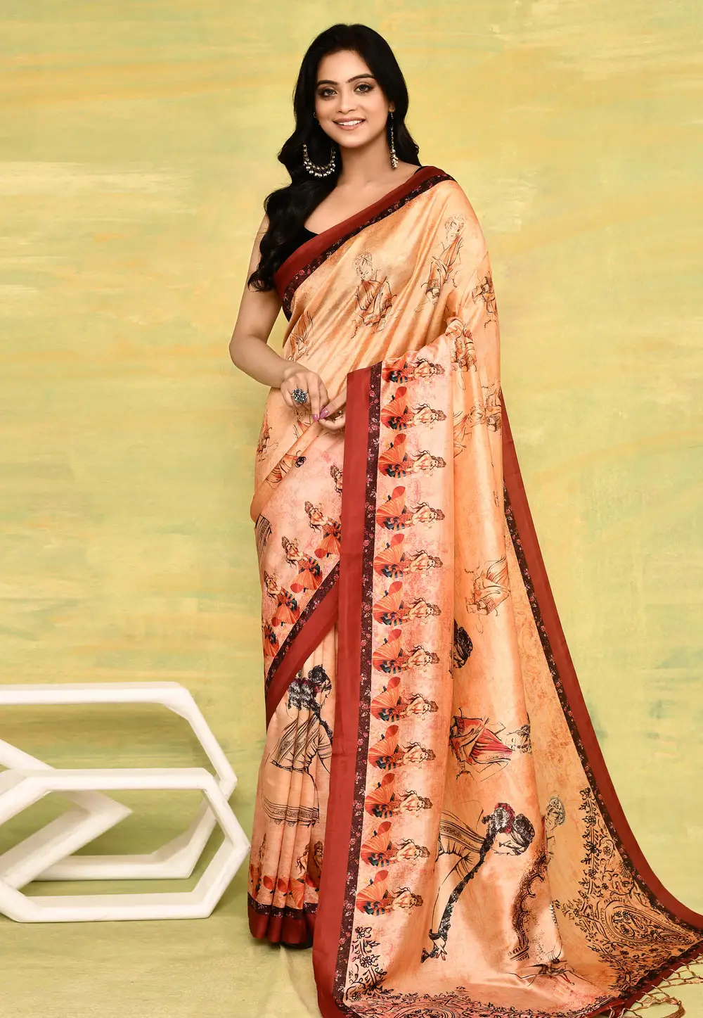 Peach Silk Saree With Blouse 296289