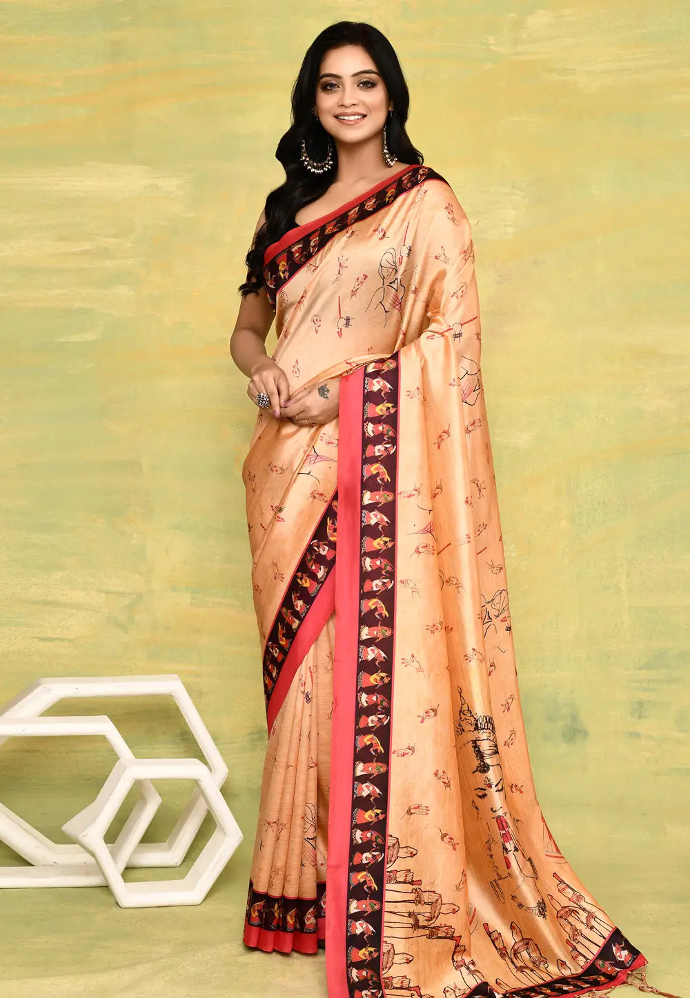 Peach Silk Saree With Blouse 296290