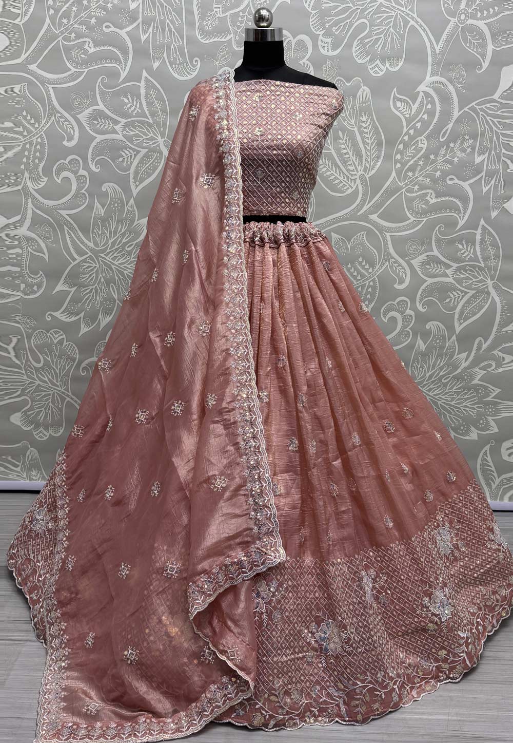 Peach Silk Wedding Lehenga Choli 305030