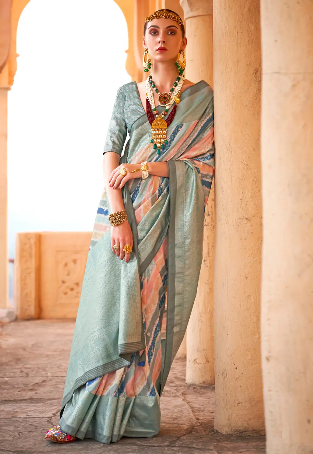 Peach Viscose Saree With Blouse 296307