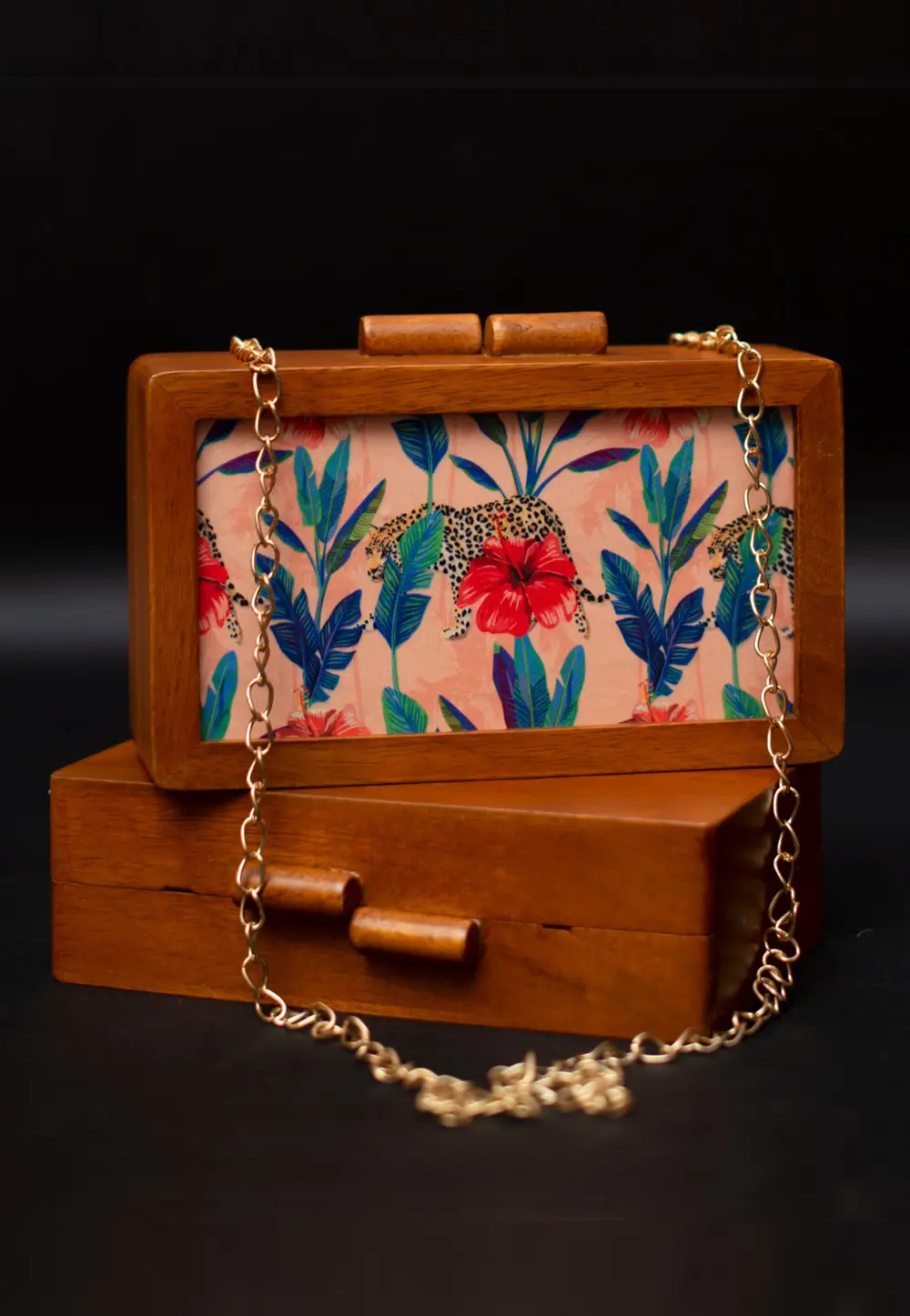 Peach Wooden Clutch 297612