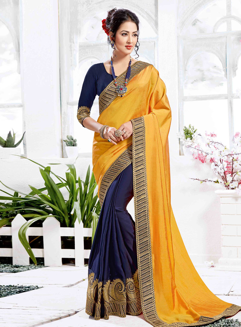 Yellow Silk Half and Half Saree 147509