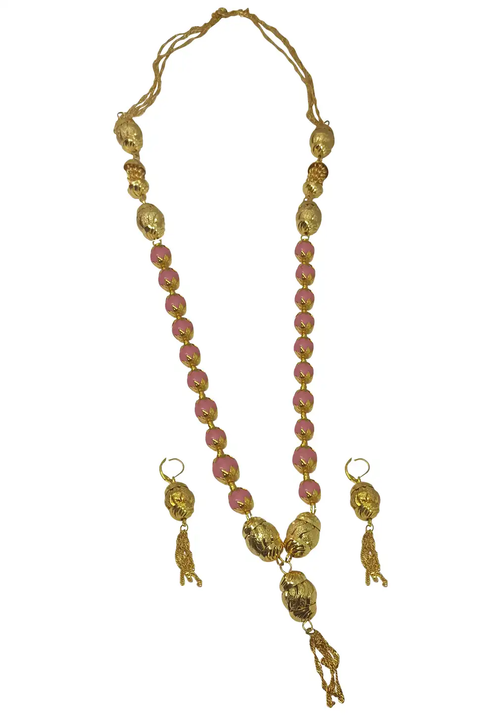 Pink Alloy Necklace With Earrings 289909
