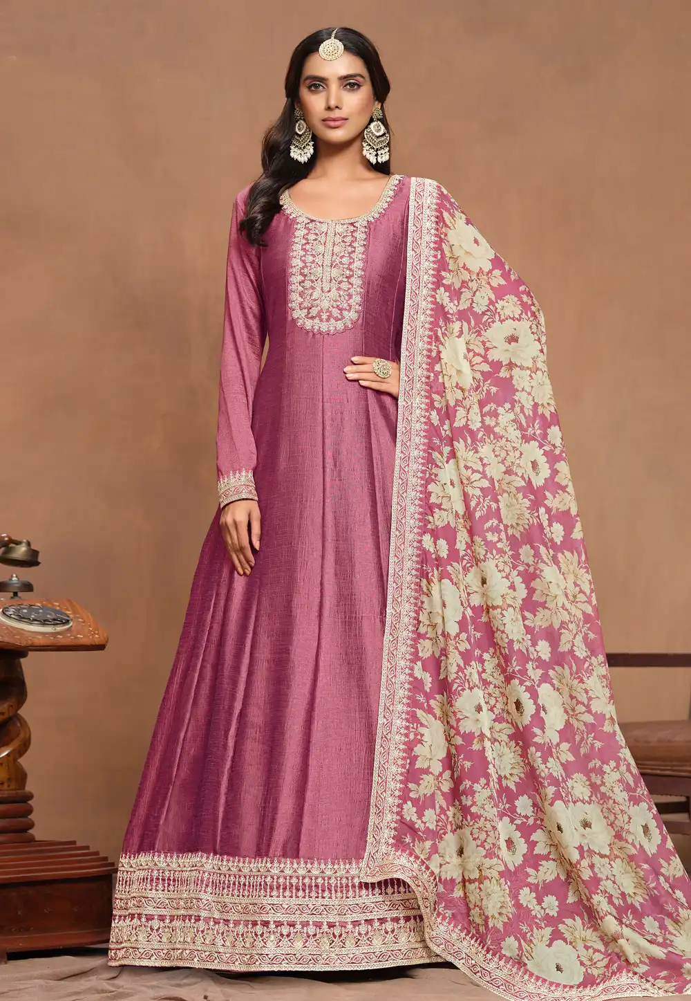 Pink Art Silk Anarkali Suit 293550