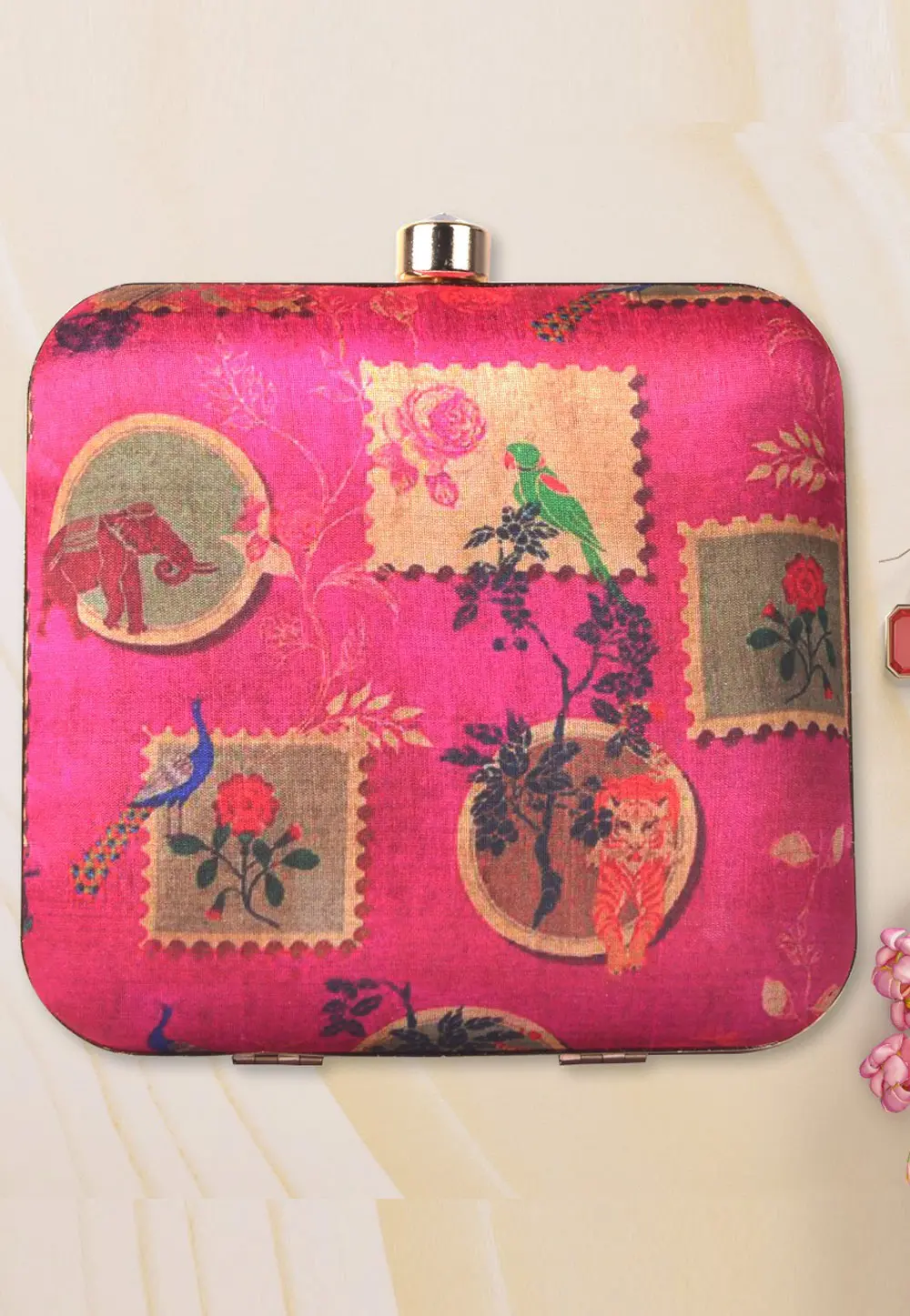 Pink Art Silk Clutch 297879